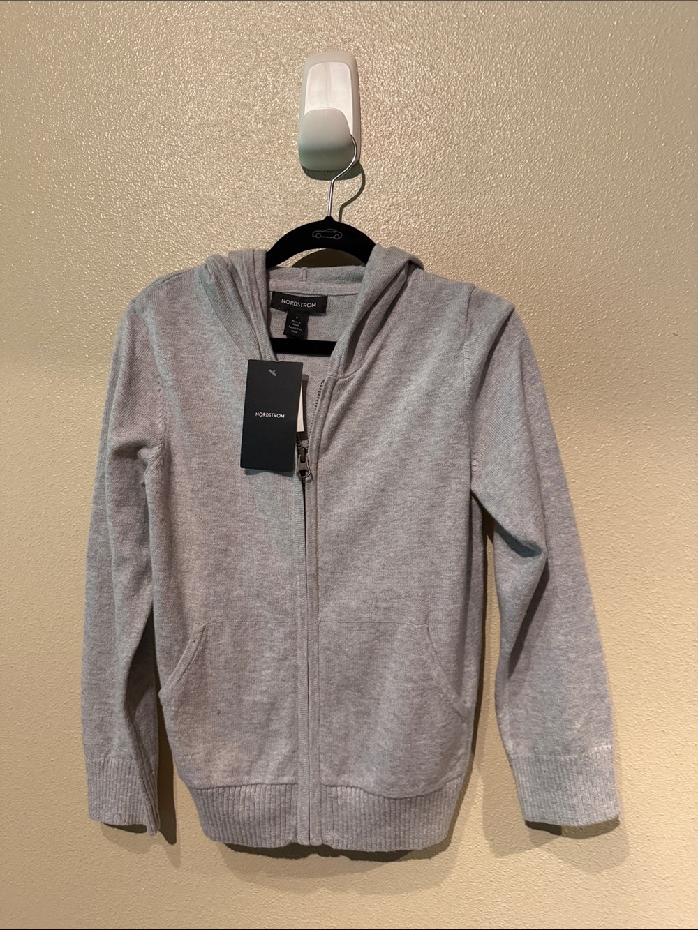 Size 5 Nordstrom Kids' Light Gray Zip-Up Hoodie Jacket